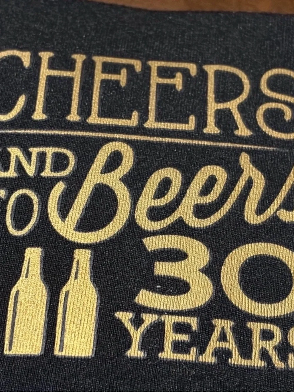 Cheers and to Beers 30 Years Black and Gold Can Cooler